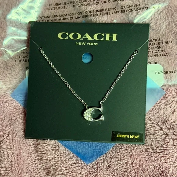 Coach Silver Crystal 'C' Pendant Necklace - Picture 3 of 3